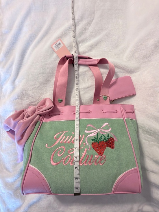 Juicy Couture Pink & Mint Strawberry Tote Bag with Bow Accent - Picture 7 of 7